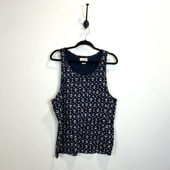OBEY Propaganda Tank Top Pullover Top Mens Large 100% Cotton Anchor Print Navy - Picture 1 of 9